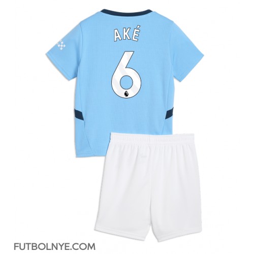 Camiseta Manchester City Nathan Ake #6 Primera Equipación para niños 2024-25 manga corta (+ pantalones cortos)